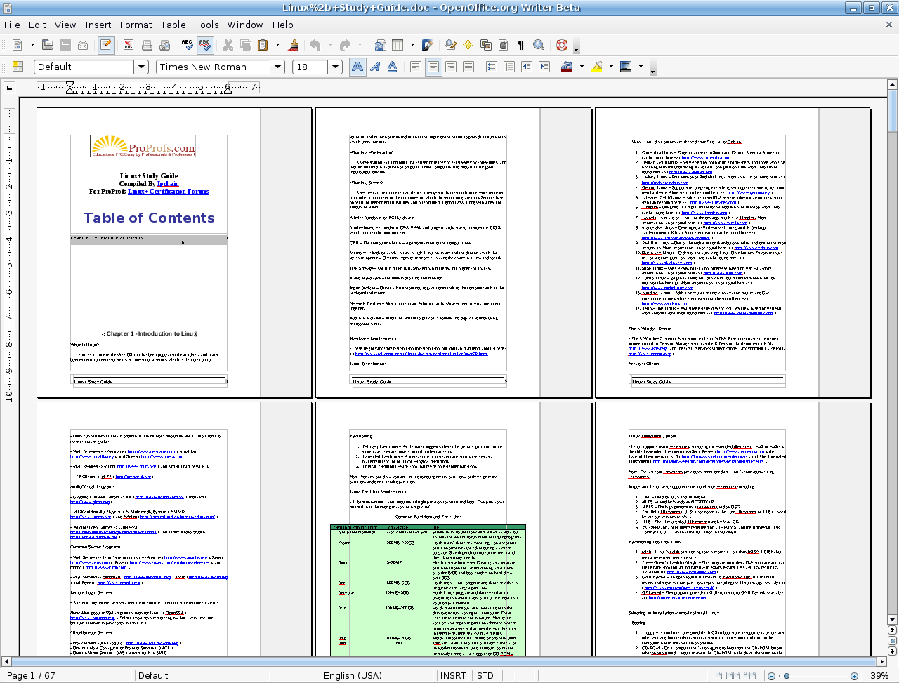 OpenOffice Multiple Page
