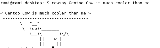 Cowsay: Gentoo is Cooler Than Me :(!!