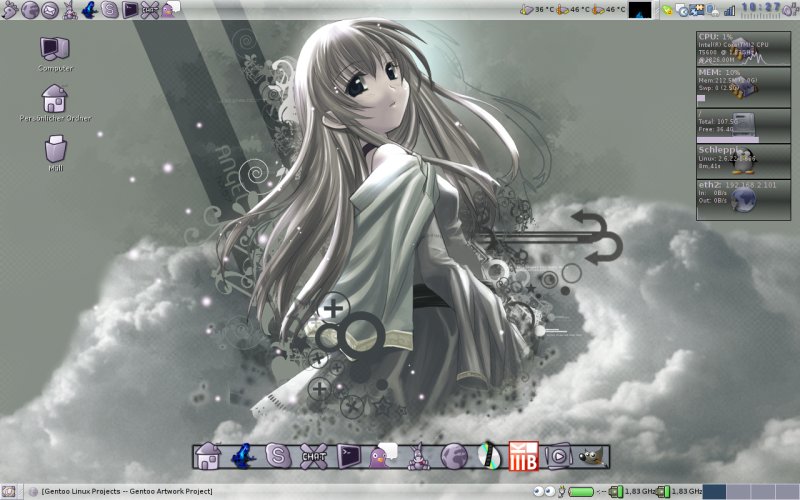Futuristic Gentoo Desktop Linux Screenshot