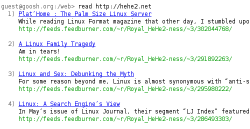 Use Goosh as A Feed Reader