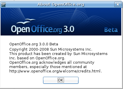 OpenOffice Beta About