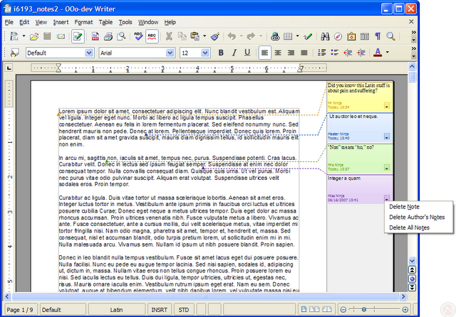 OpenOffice Pretty Notes