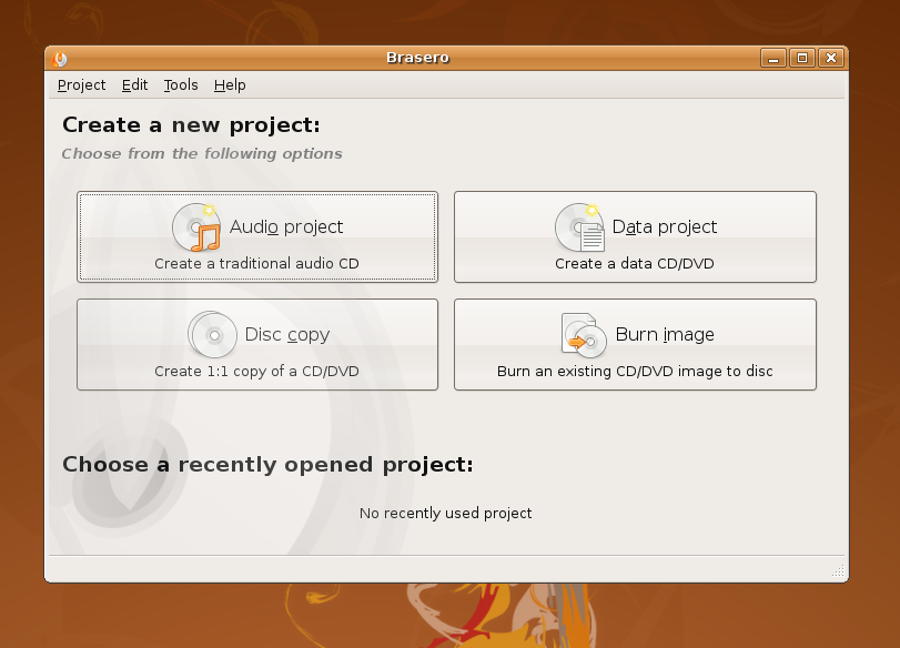 Brasero, a replacement for Serpentine on Ubuntu Linux Hardy Heron 8.04