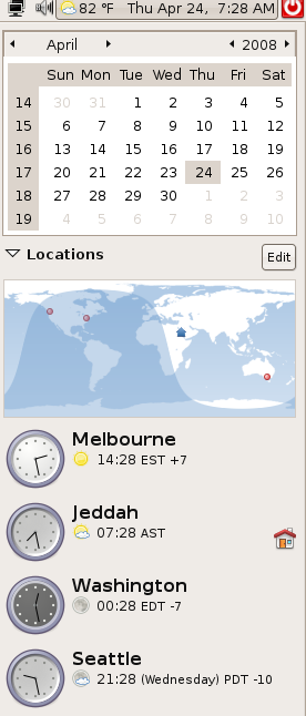 Ubuntu Hardy World Clock Applet